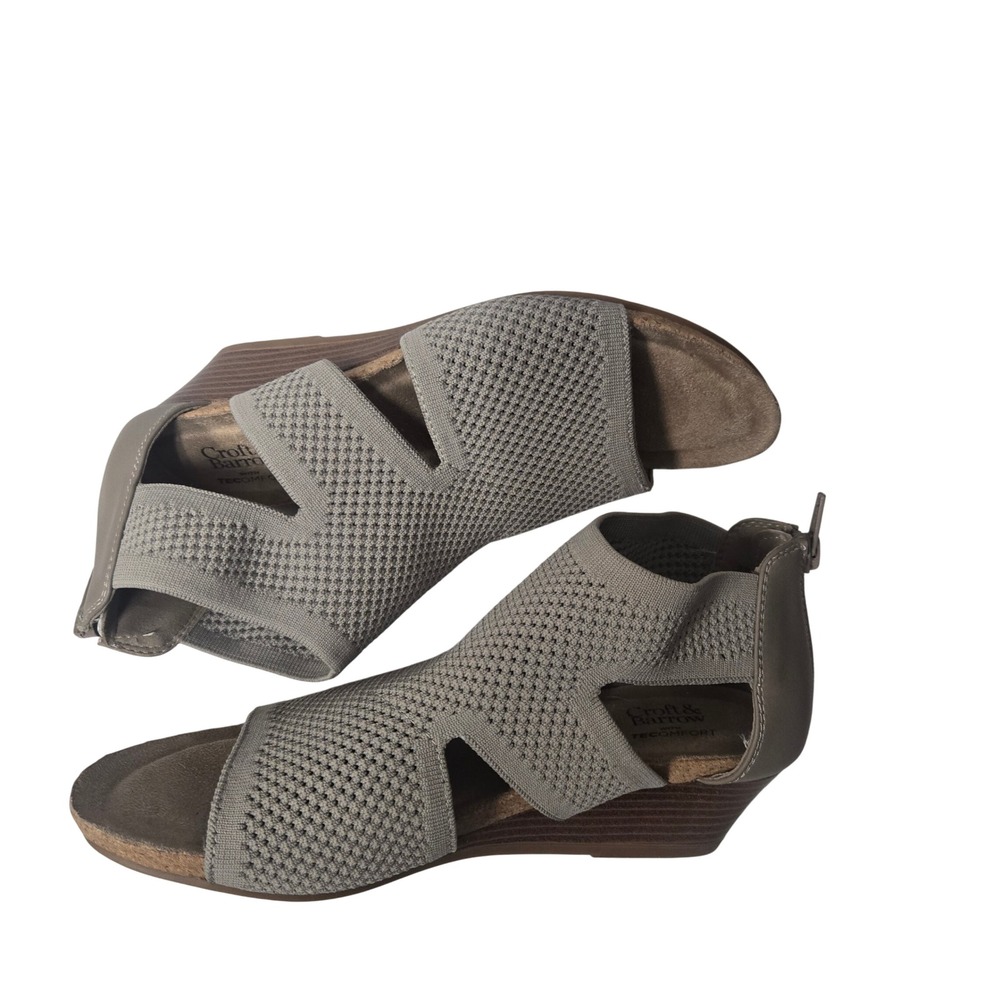 Croft & Barrow Rosie Taupe Knit Wedge Sandals Womens 7‎ Medium Tecomfort